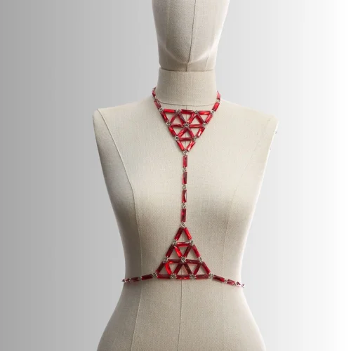 Vertical Body Necklace With Acrylic Crystals