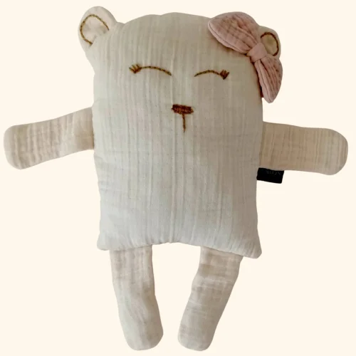 Kids Baby Muslin Sleeping Companion - Mimi Teddy Bear Handmade Large Pillow