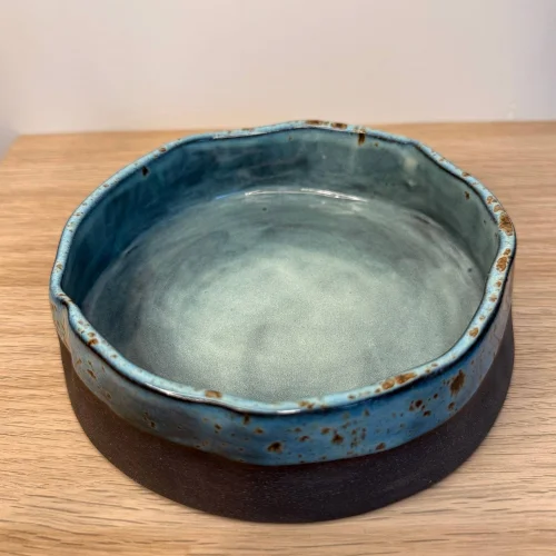 Asymmetrical Handmade Stoneware Ceramic Bowl