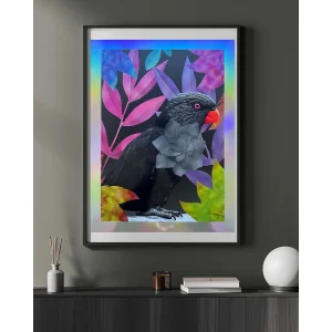 Mini Black Parrot Giclee Art Print