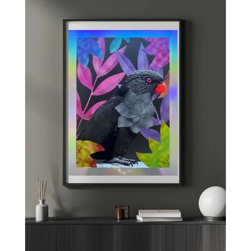 Mini Black Parrot Giclee Art Print