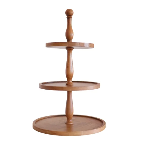 3-layer Carved Wooden Presentation Cabinet With Plate (20cm/ 25cm/ 30cm)