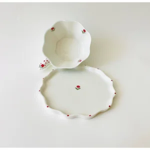 Soft Green Fine Flower Clover Turkish Coffee Cup Set - Patterned Handle
