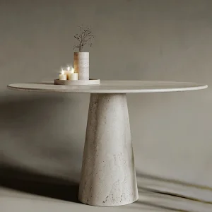 Conico Round Travertine Dining Table