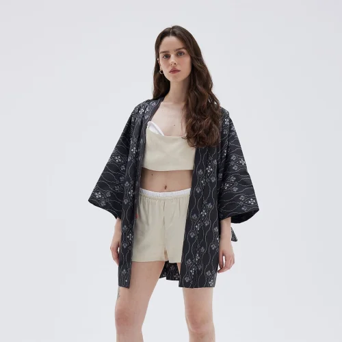 Matsuri Violet Vintage Ipek Kimono Ceket