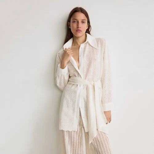 Belted Embroidered Shirt