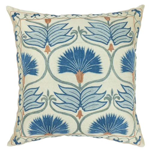 Lilac Floral Suzani Cushion 50x50 Cm