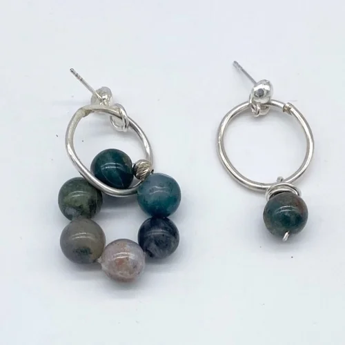 925 Silver Earrings With Indian Agate Stones