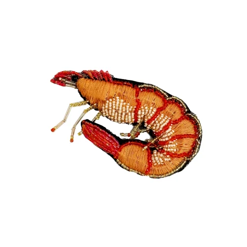 Sahi London Pop Art Coral Shrimp Brooch