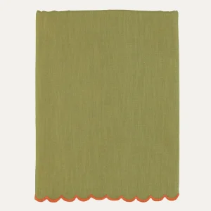 Aurora Tablecloth, Green W/ Orange 140x250