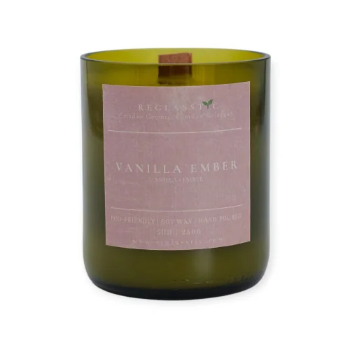 Upcycled Bottle - Natural Soy Wax - Vanilla & Amber