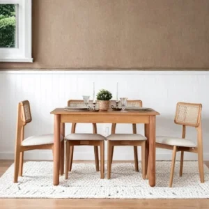 Bohem Natural Ahşap Masa Sandalye Takımı 80x120