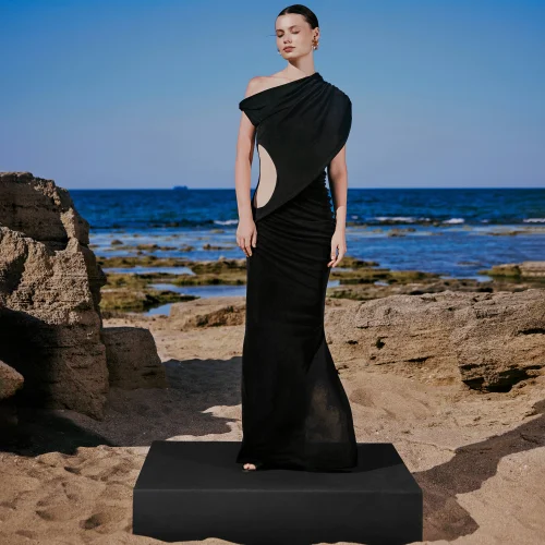 Ylva Cut-out Detailed & Ruched Maxi Dress