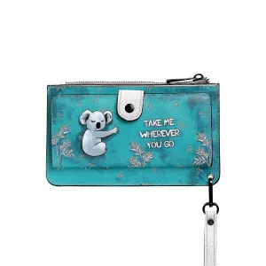 Women Green Wallet - Koala Hug Design