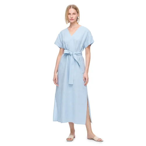 Baby Blue Holas Regular Fit Below Knee Dress