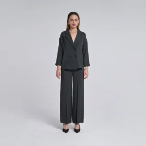 Women's Green Elastic Comfortable And Stylish Design Casual Trousers