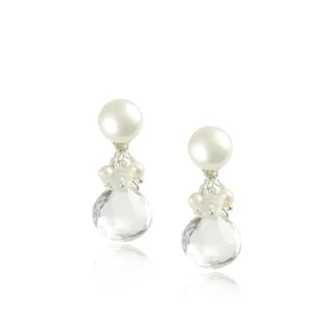 Pearl & Heart Gemstone Drop Earrings