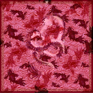 Pink Dragon Fular %100 İpek