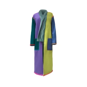 Colorful Embroidered Patchwork Wool-blend Coat - Unisex Oversized - 1