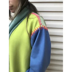 Colorful Embroidered Patchwork Wool-blend Coat - Unisex Oversized - 3