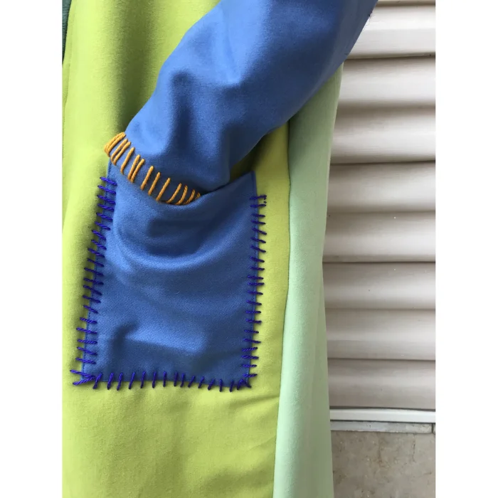 Colorful Embroidered Patchwork Wool-blend Coat - Unisex Oversized - 5