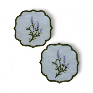 Lavender Embroidered Set Of 2 Cocktail Napkins