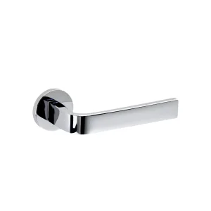 Slim Brass Door Handle Round Rose
