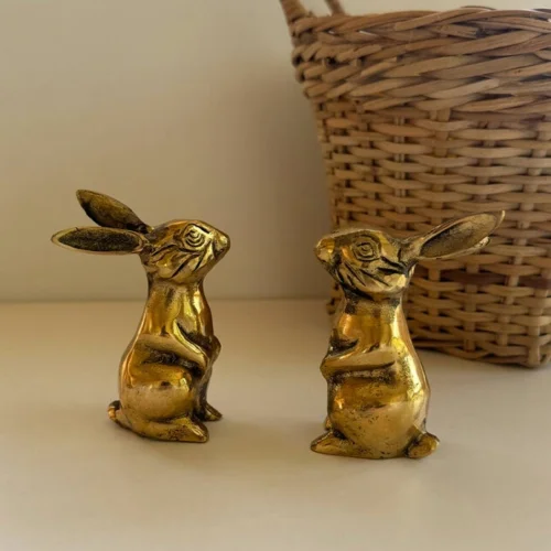 Set Of 2 Antique Rabbit Figures