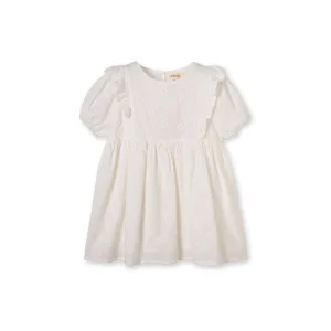 White Broderie Anglaise Flower Pattern Cotton Girl Dress