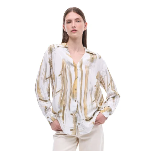 Serenity Regular Fit Abstract Patterned Standard Size Button-down Sleeve Shirt Collar Shirt