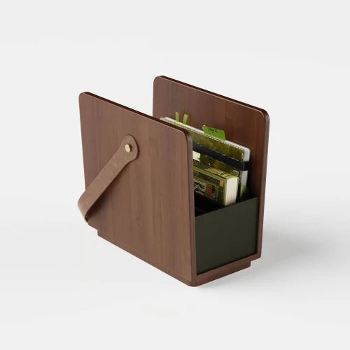 Wooden Magazine Holder - Salon Trio, Walnut