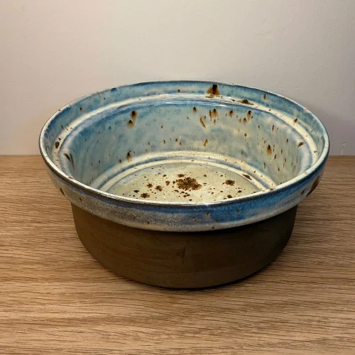 Stoneware Ceramic Blue Food Bowl