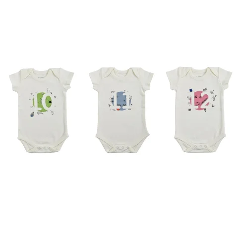 Bee Berry Kids Organic Gots Certified 3-pack Unisex Baby Bodysuit - 10,11,12 Months