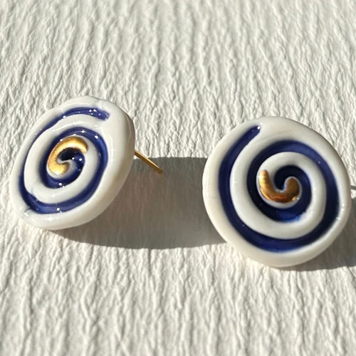 Spiral Porcelain Earring