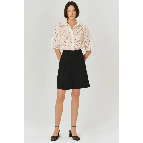 High Waist Pure Linen Bermuda Shorts