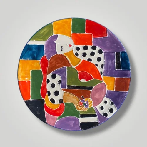 Embossed Ceramic Wall Plate Inspired By Picasso - 24 Cm