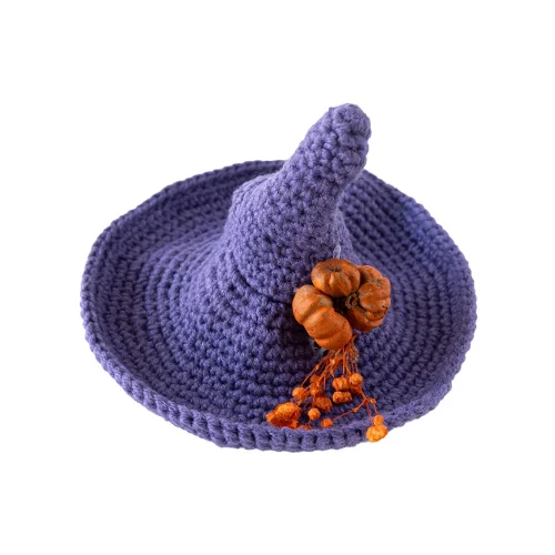 Handmade Halloween Witch Hat Buckle - Genuine Dried Pumpkin