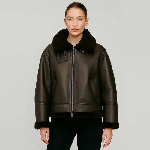 Black Shearling Aviator Jacket