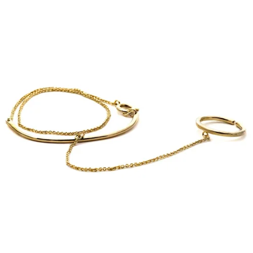 Golden Cuff Ring - Finger Bracelet