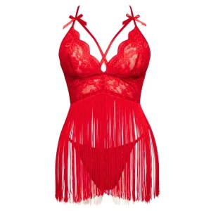 Frou Frou Brief & Dress Red Lace Set