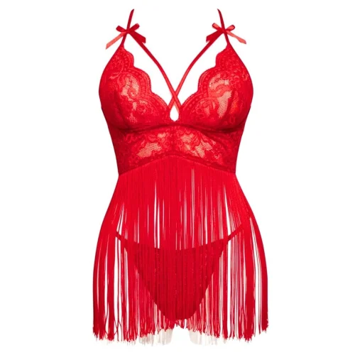Frou Frou Brief & Dress Kırmızı Dantel Takım