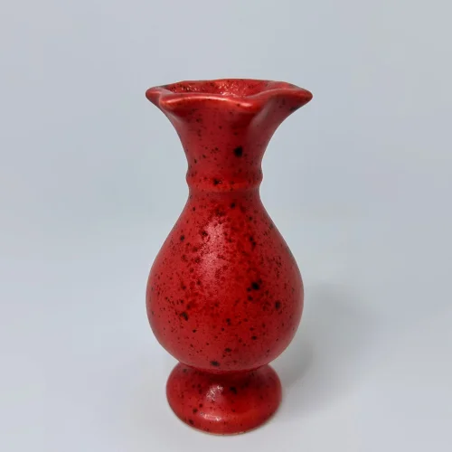 Crimson Texture Mini Ceramic Vase