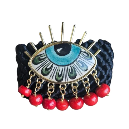 Evil Eye Woven Ceramic Bracelet