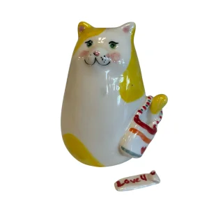Cat Vase - With A Pocket Message