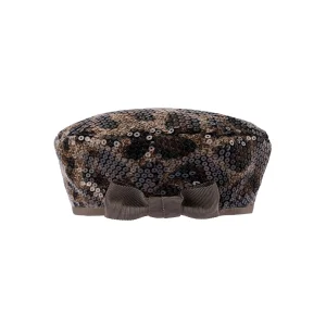 Suzy - Leopard Print Sequin French Beret Hat