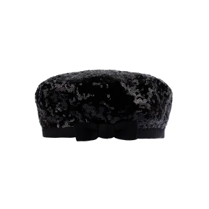 Suzy - Black Sequin French Beret Hat