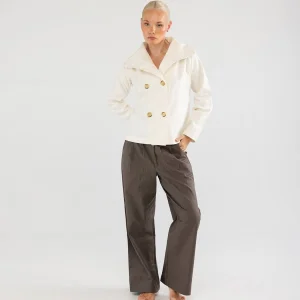 Wide Leg Pleated Cotton Women's Palazzo Trousers