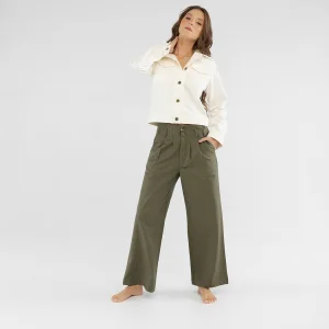 Wide Leg Pleated Cotton Women's Palazzo Trousers
