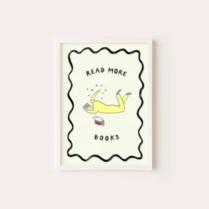 Little Black Cat Illustrated Goods - Read More Books Art Print | Bookish Art | Reading Print