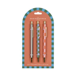 Designworks Collective - Designworks Ink A Dopo Set Of 3 Pens - Stripes  Checks